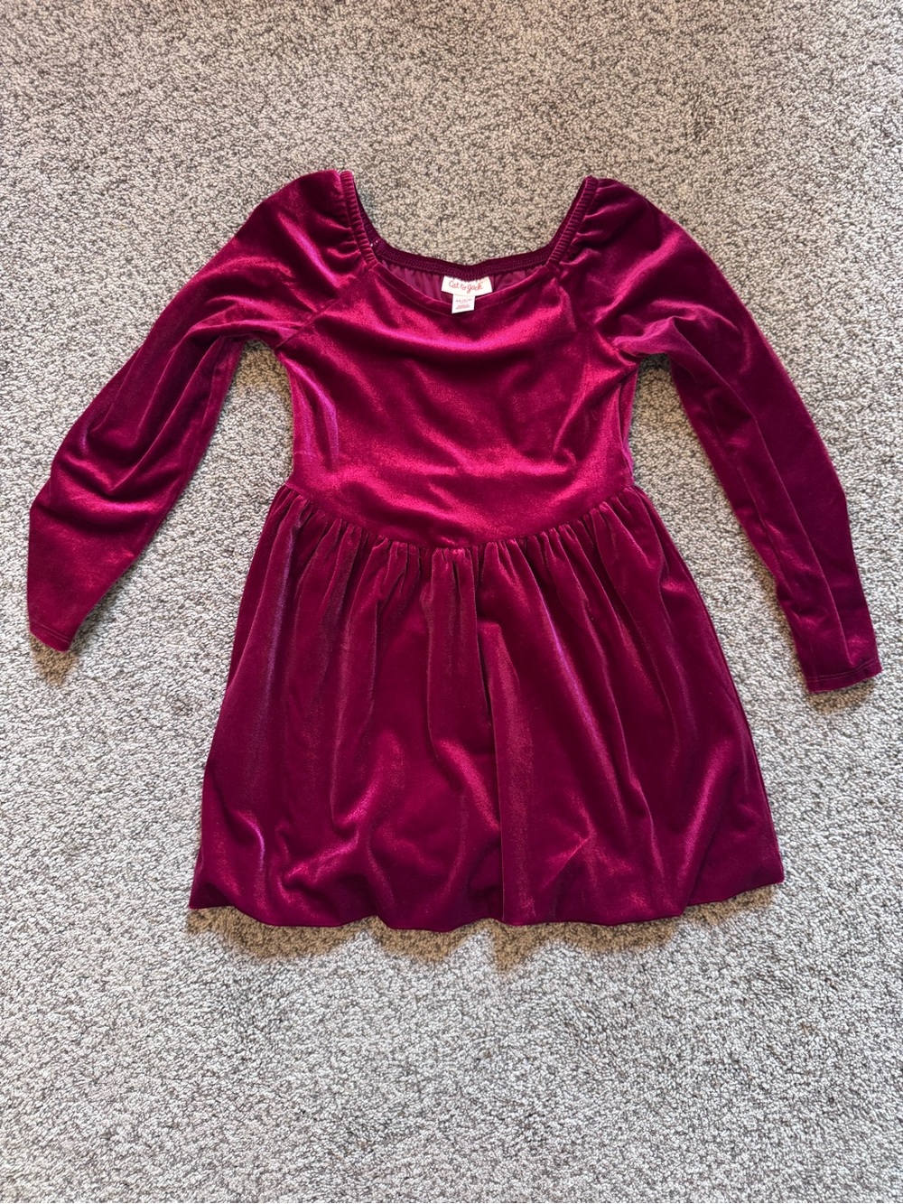 Cat & Jack Girls' Long Sleeve Velvet Dress in Berry Pink